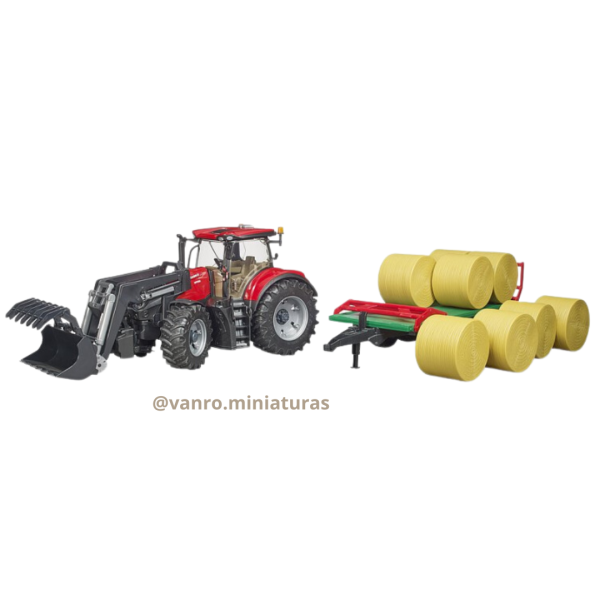 Tractor Case Ih Optum 300CVX + Remolque c/ fardos - Bruder - Imagen 3