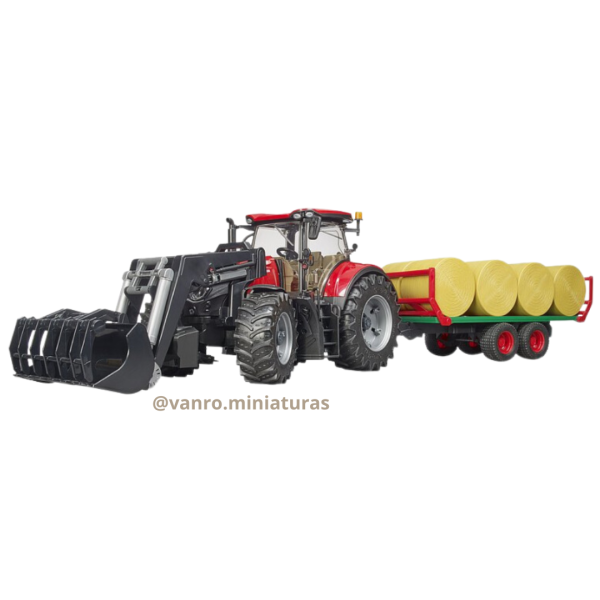 Tractor Case Ih Optum 300CVX + Remolque c/ fardos - Bruder - Imagen 4