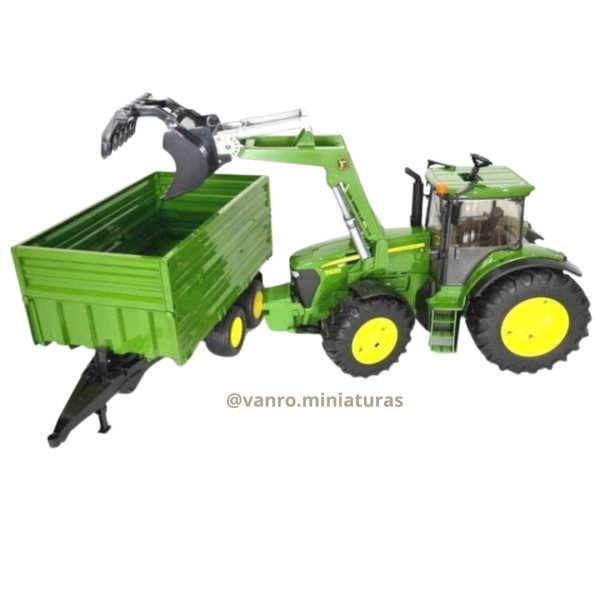 Tractor John Deere 7930 c/cargador frontal y carro de arrastre - Bruder - Imagen 4