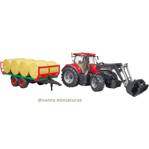 Tractor Case Ih Optum 300CVX + Remolque c/ fardos - Bruder - Imagen 2