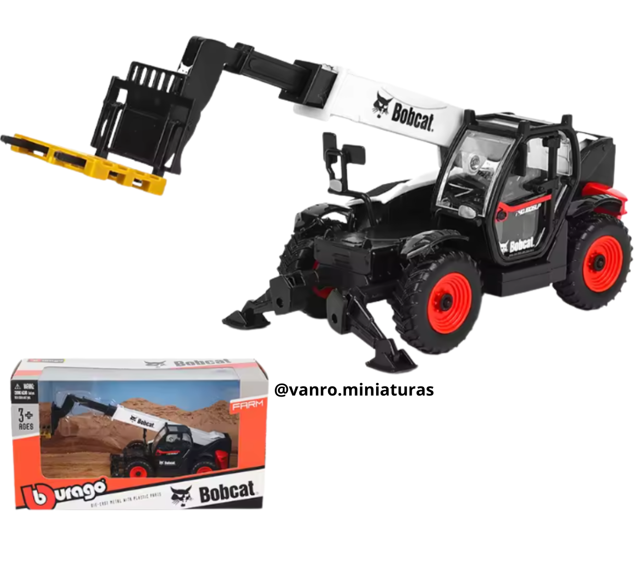 Manipulador telescópico Bobcat T40.180SLP c/ horquilla – Bburago