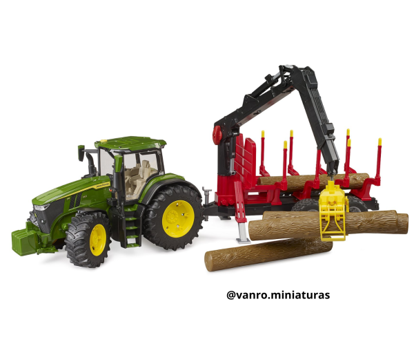 Tractor John Deere 7R 350 c/ remolque forestal - Bruder Toys