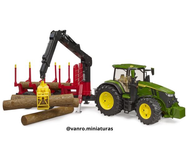 Tractor John Deere 7R 350 c/ remolque forestal - Bruder Toys - Imagen 2