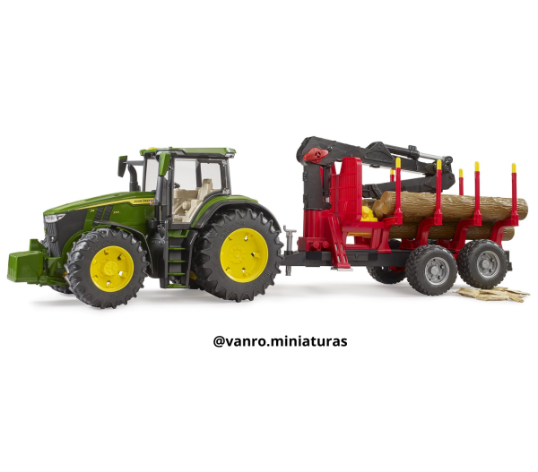 Tractor John Deere 7R 350 c/ remolque forestal - Bruder Toys - Imagen 4