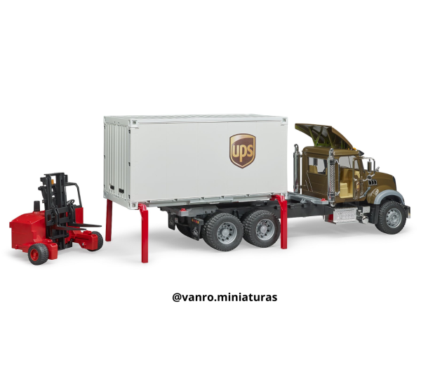 Camión Mack Granite Logística UPS Grúa Horquilla - Bruder Toys - Imagen 2