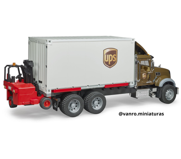 Camión Mack Granite Logística UPS Grúa Horquilla - Bruder Toys - Imagen 3