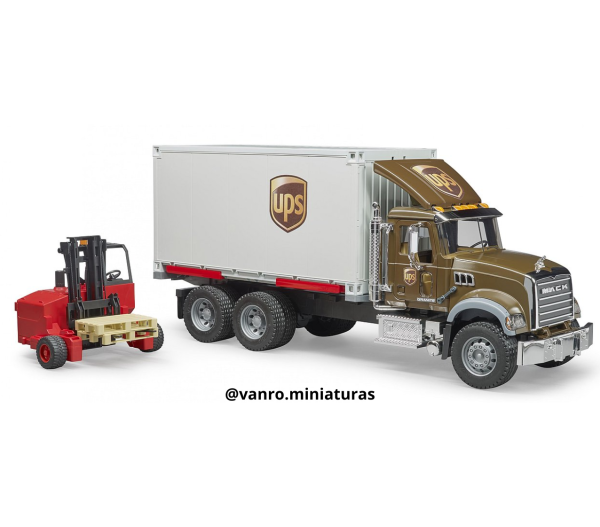 Camión Mack Granite Logística UPS Grúa Horquilla - Bruder Toys - Imagen 5