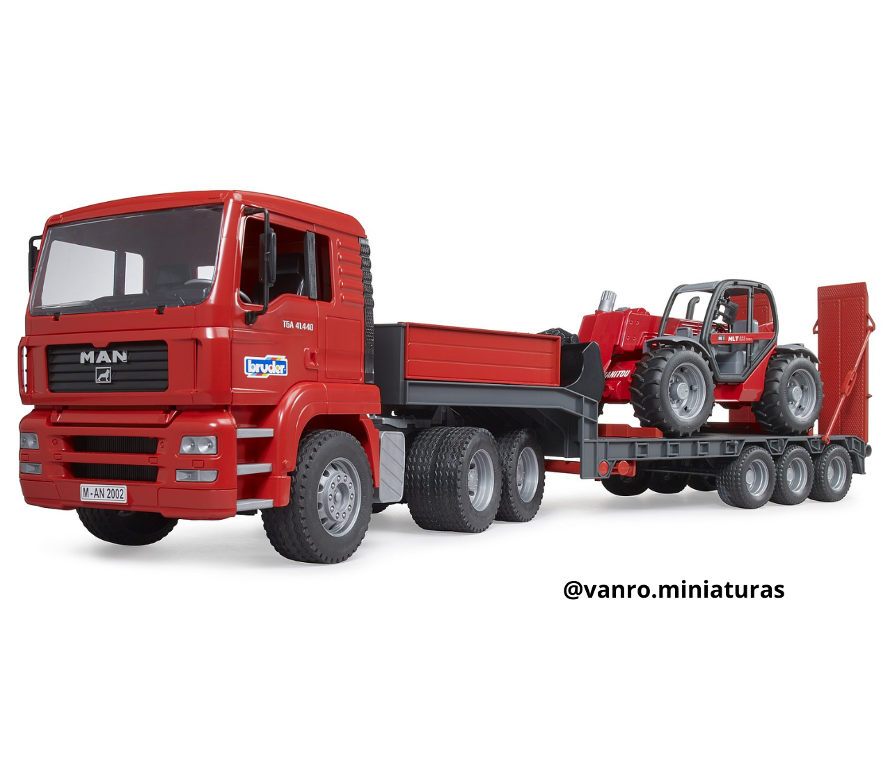 Camión MAN TGA c/ remolque y manipulador telescópico Manitou – Bruder Toys