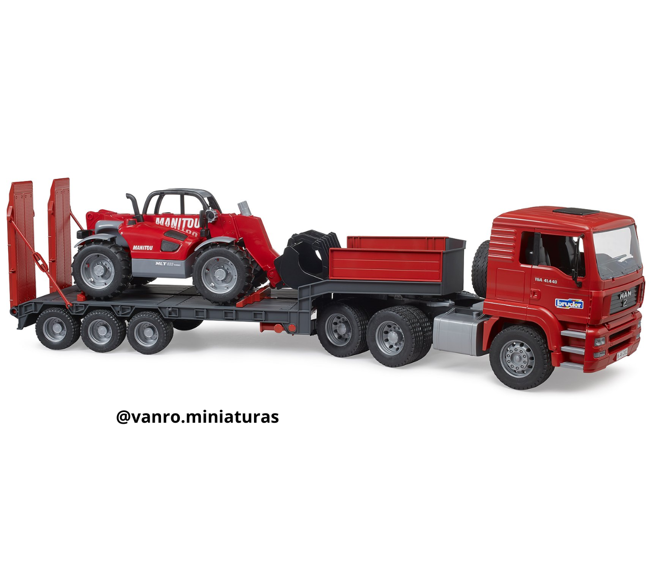 Camión MAN TGA c/ remolque y manipulador telescópico Manitou – Bruder Toys