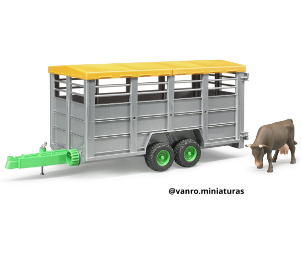 Remolque De Ganado + 1 vaca - Bruder Toys