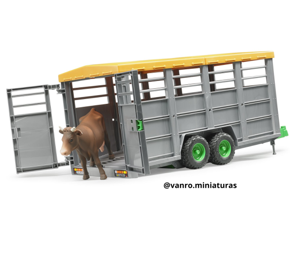 Remolque De Ganado + 1 vaca - Bruder Toys - Imagen 2