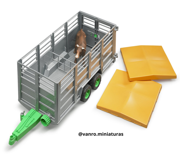 Remolque De Ganado + 1 vaca - Bruder Toys - Imagen 3