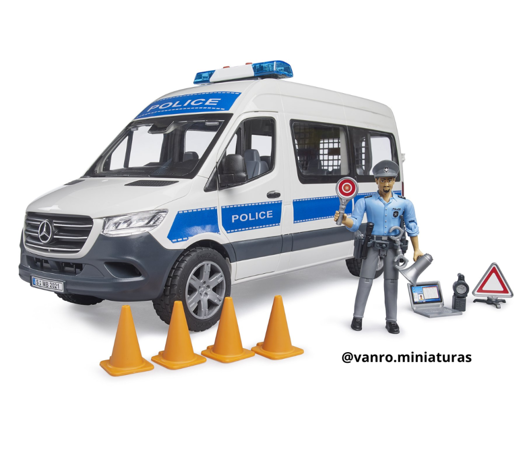 Coche De Policía Mercedes-Benz Sprinter De Siku A Escala 1:50, Con Antena Giratoria, Techo Desmontable Y Puertas Que Se Abren, En Azul Y Blanco, Juguete Metálico De Calidad
