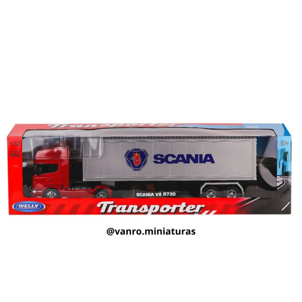 Camión Scania R730 A 4×2 rojo con semirremolque - Welly - Imagen 3