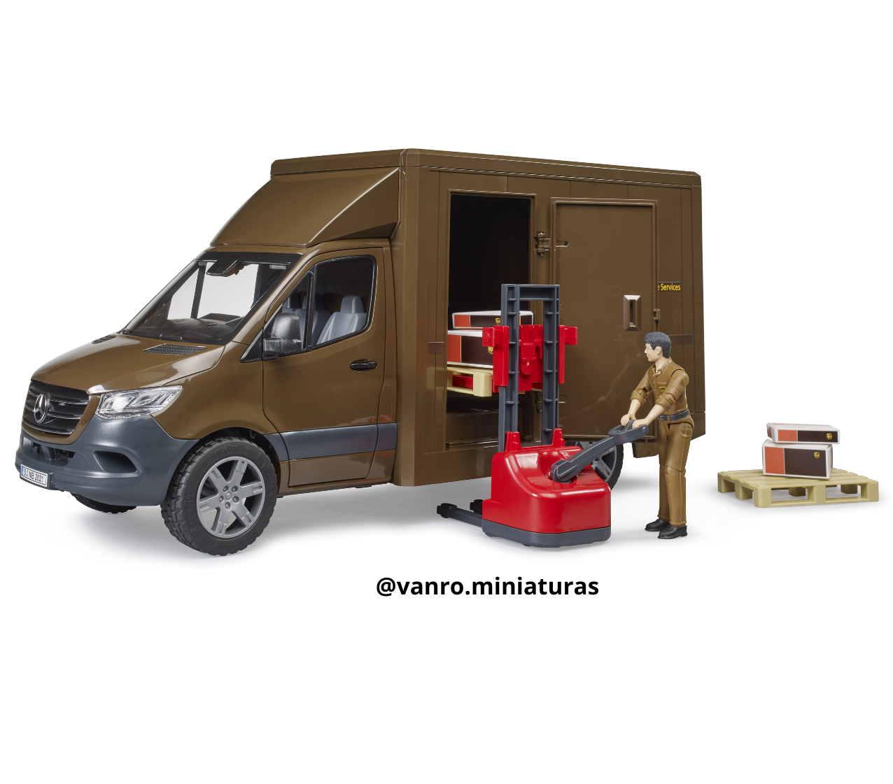 Furgón Mercedes Benz Sprinter UPS + Traspaleta – Bruder Toys