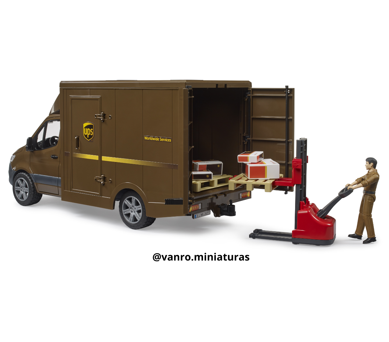 Furgón Mercedes Benz Sprinter UPS + Traspaleta - Bruder Toys - Imagen 4