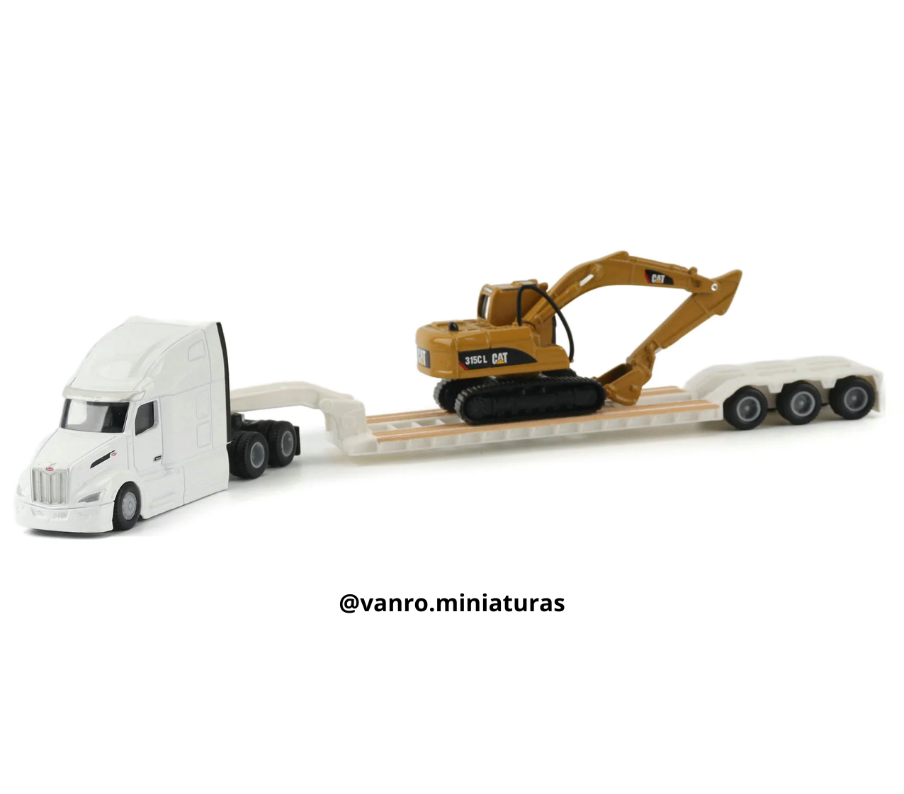 Camión Transporte Peterbilt 579 C/Cama Baja + Excavadora Cat. 315C - Diecast Masters