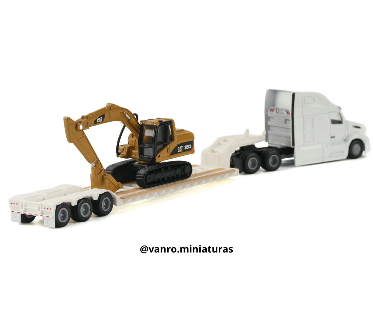 Camión Transporte Peterbilt 579 C/Cama Baja + Excavadora Cat. 315C - Diecast Masters - Imagen 3