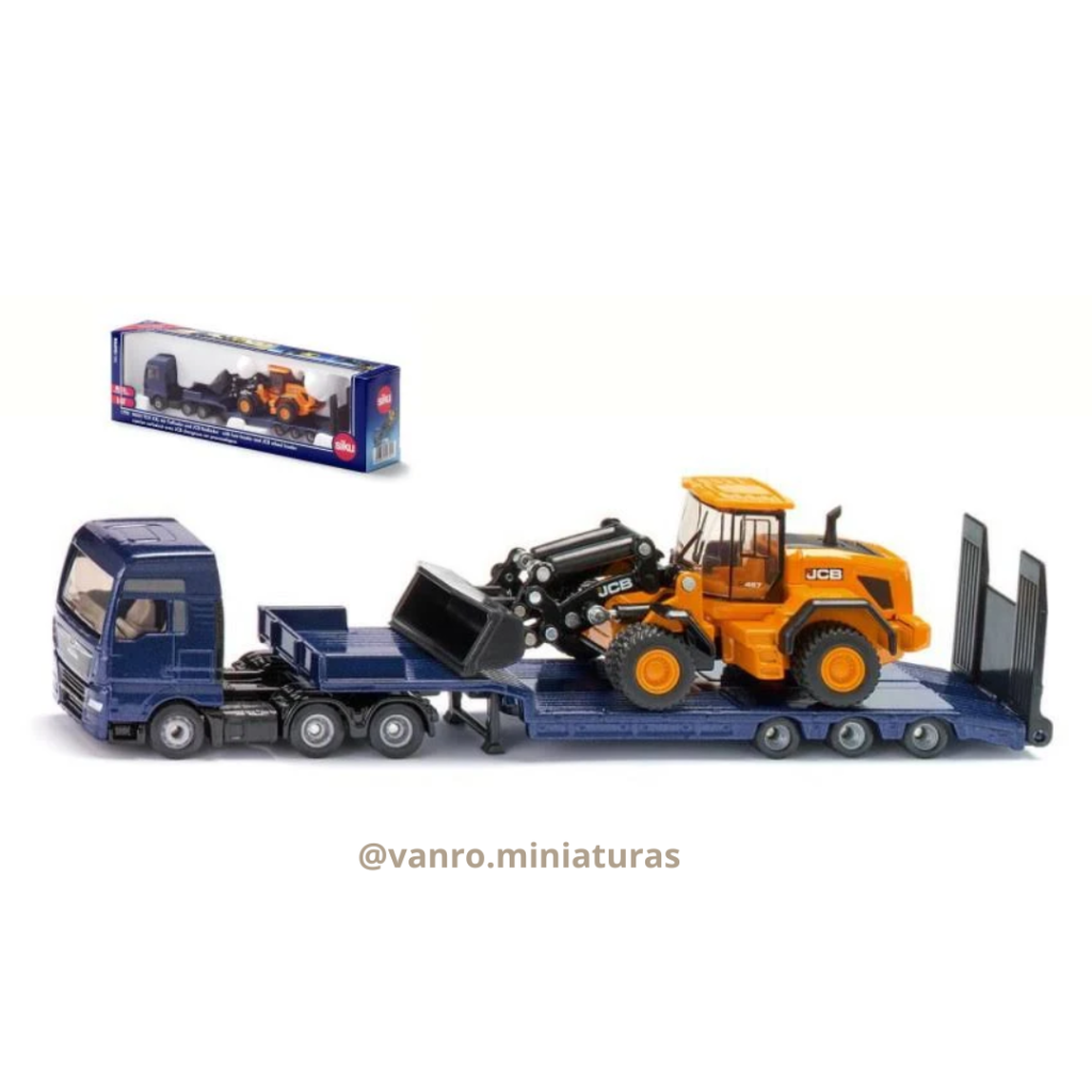 Camión Cama Baja MAN C/Cargador Frontal JCB - Siku